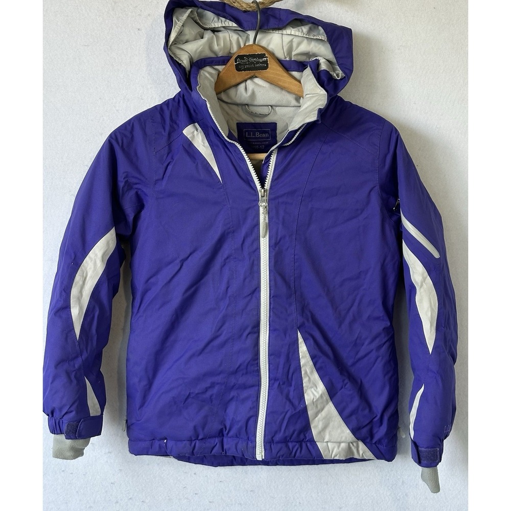 LL Bean Hooded Jacket Girl's M 10-12 Purple Thinsulate